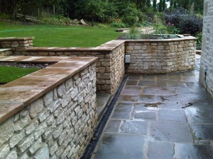 Wall and paving